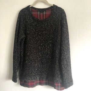 Charcoal grey with red plaid detailing